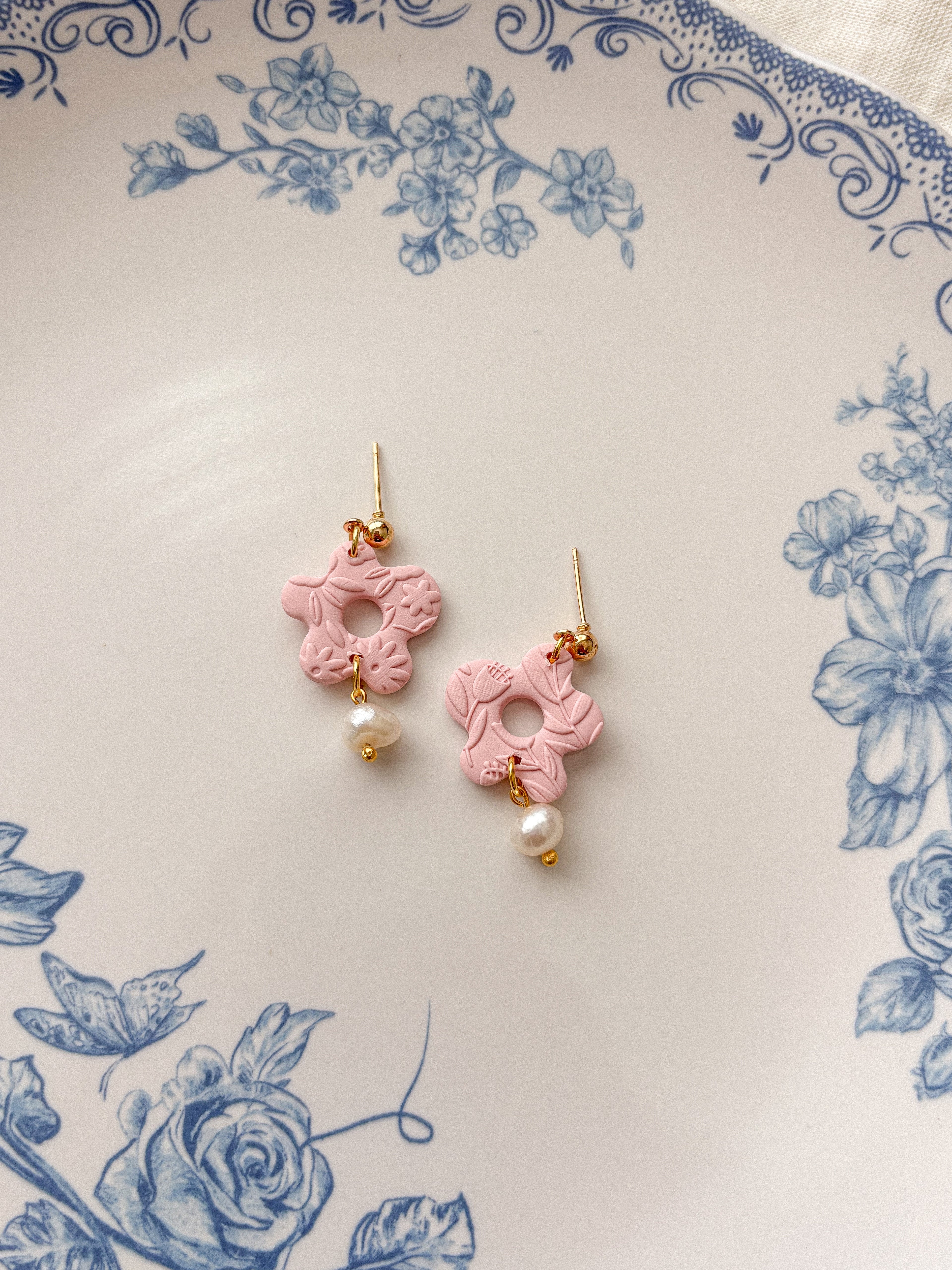 Funky Flower and Pearl Earrings