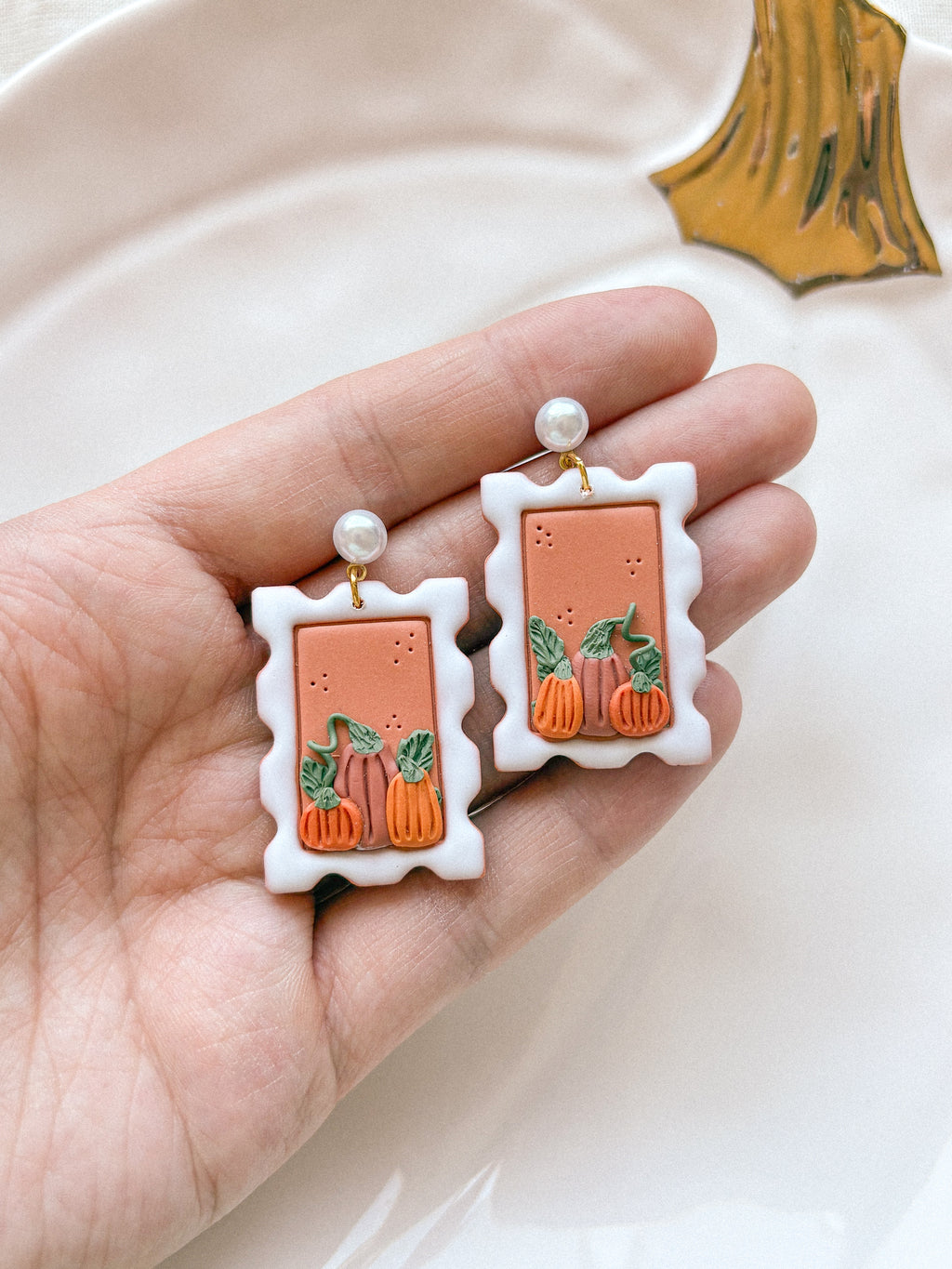 Fall Postage Stamp Earrings