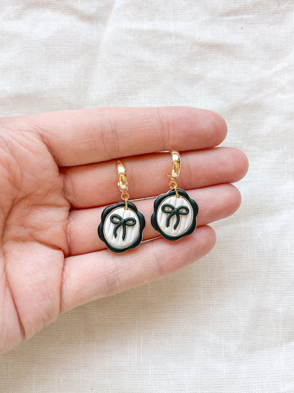 Black Bow Frame Earrings