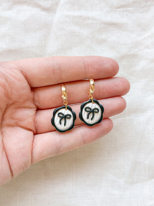 Black Bow Frame Earrings