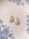 Blue Floral Circle Earrings