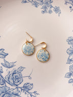 Blue Floral Circle Earrings