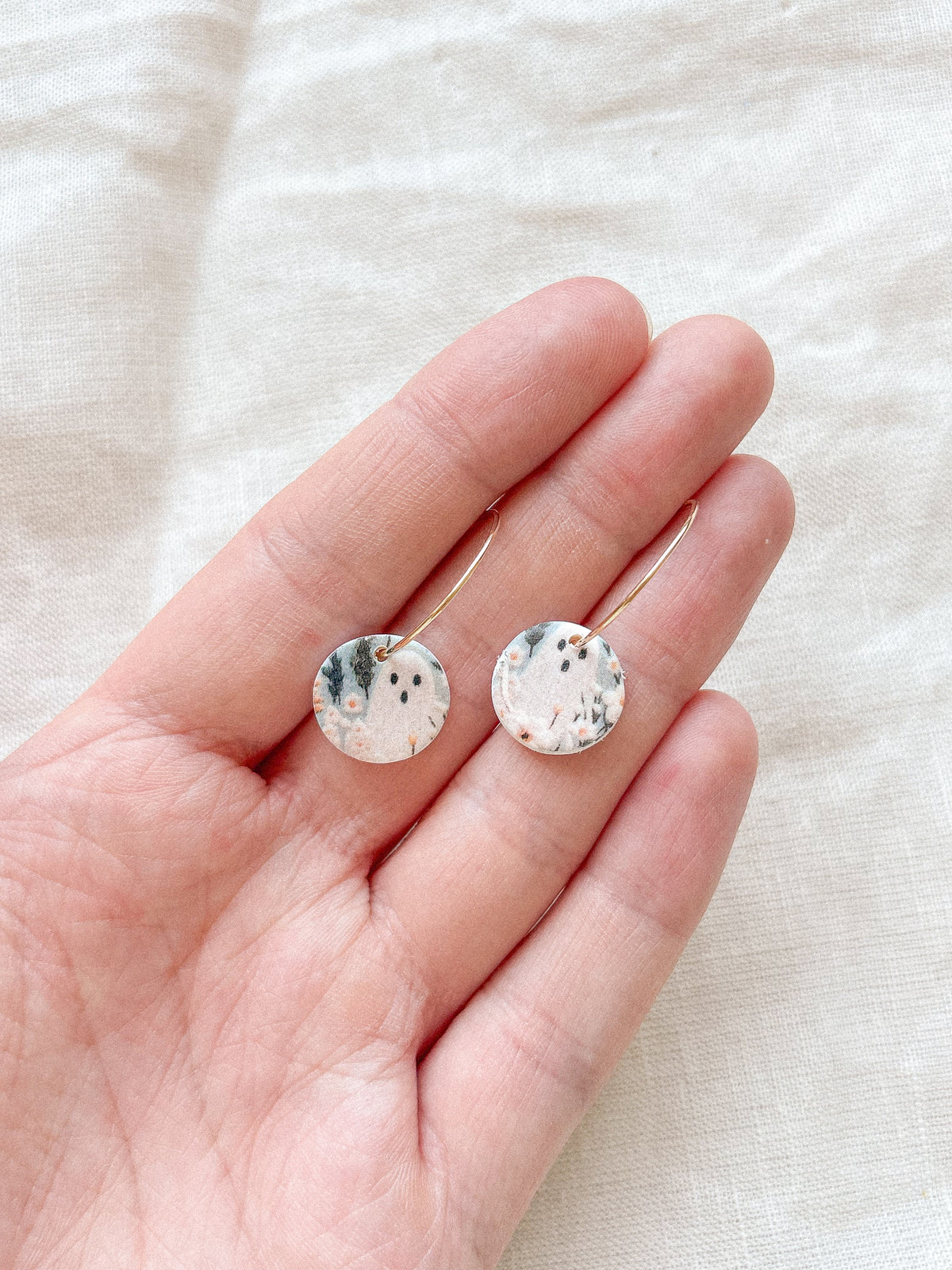 Floral Ghostie Hoop Earrings
