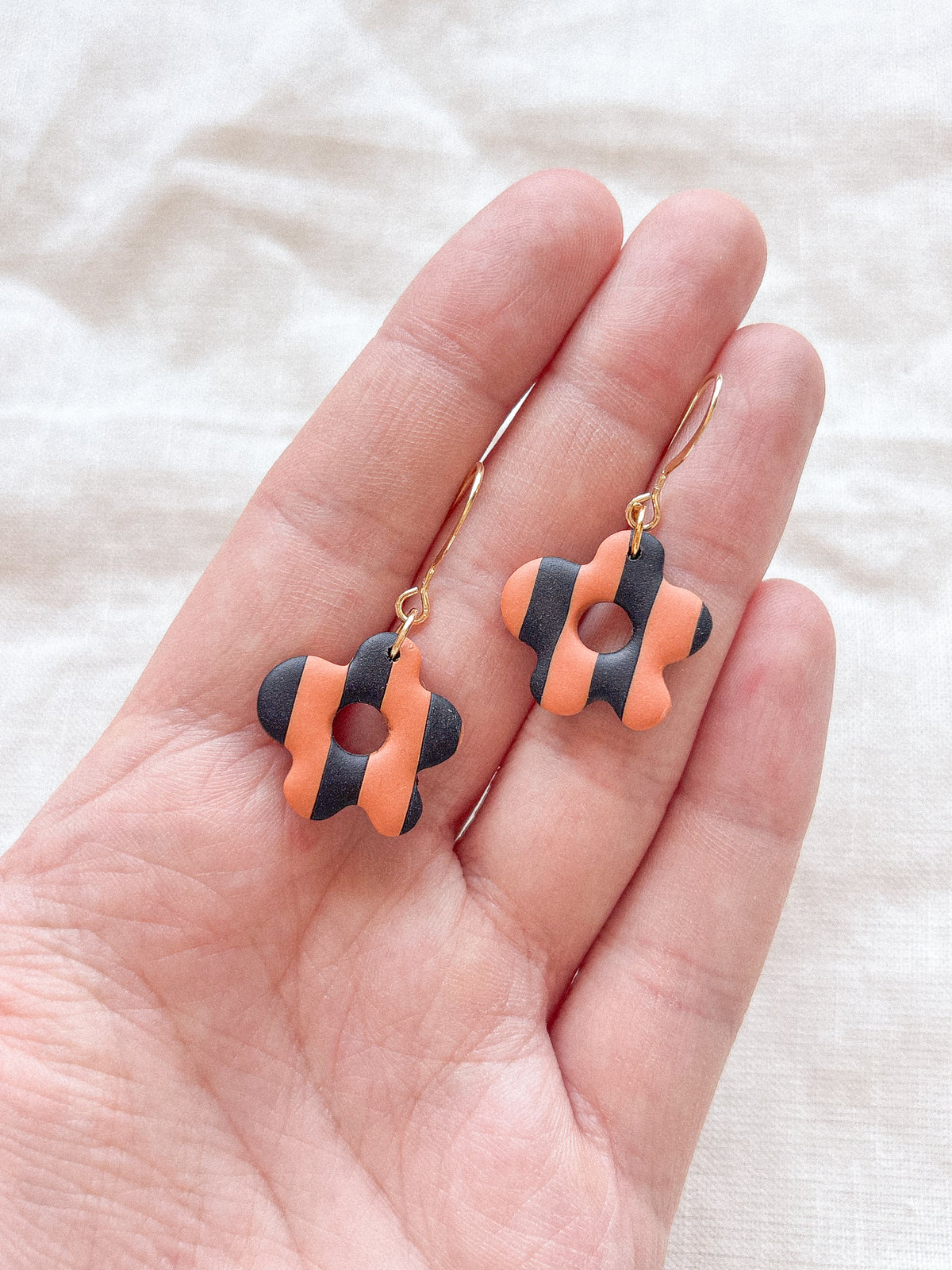 Spooky Striped Flower Earrings