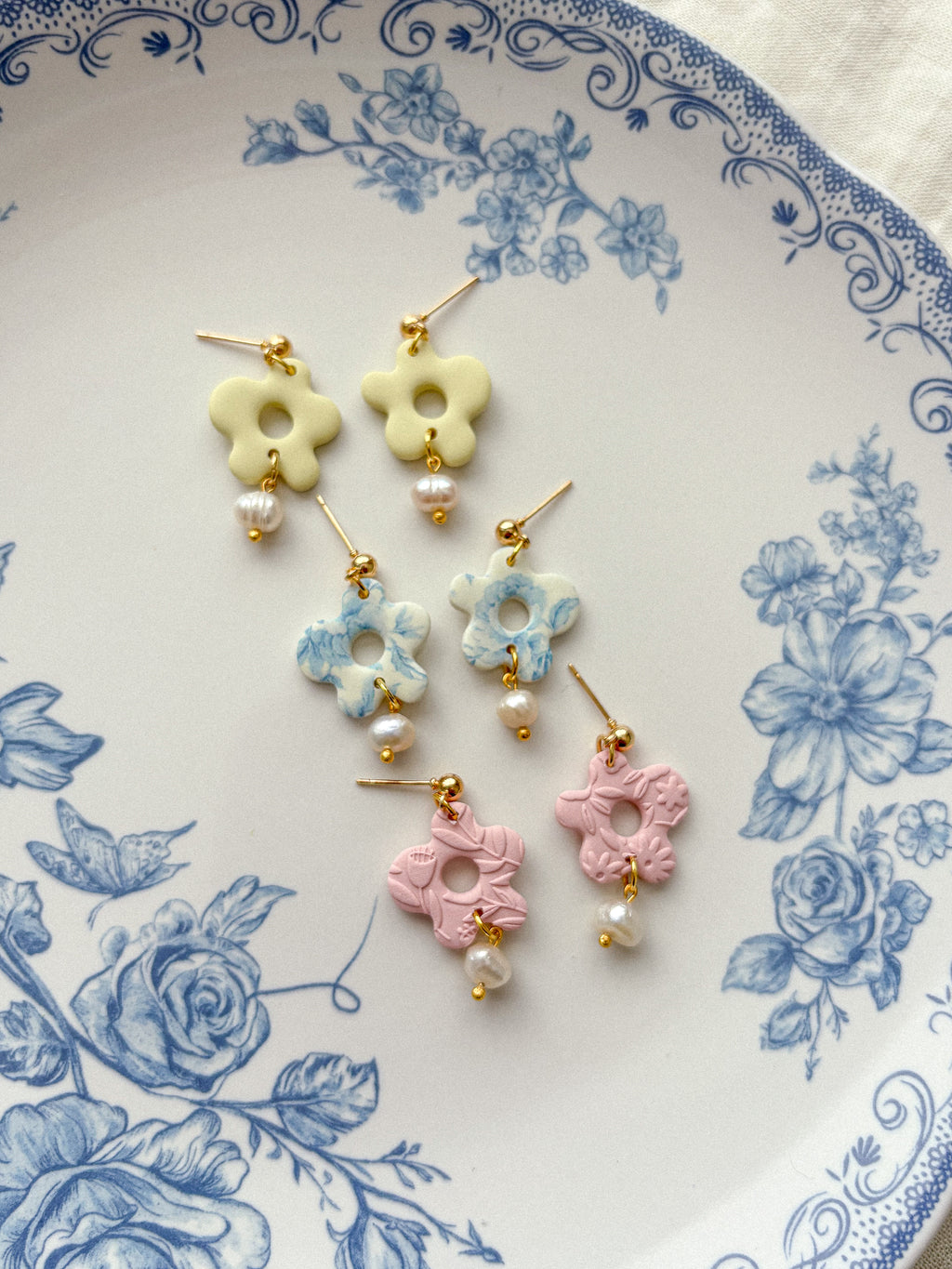Funky Flower and Pearl Earrings