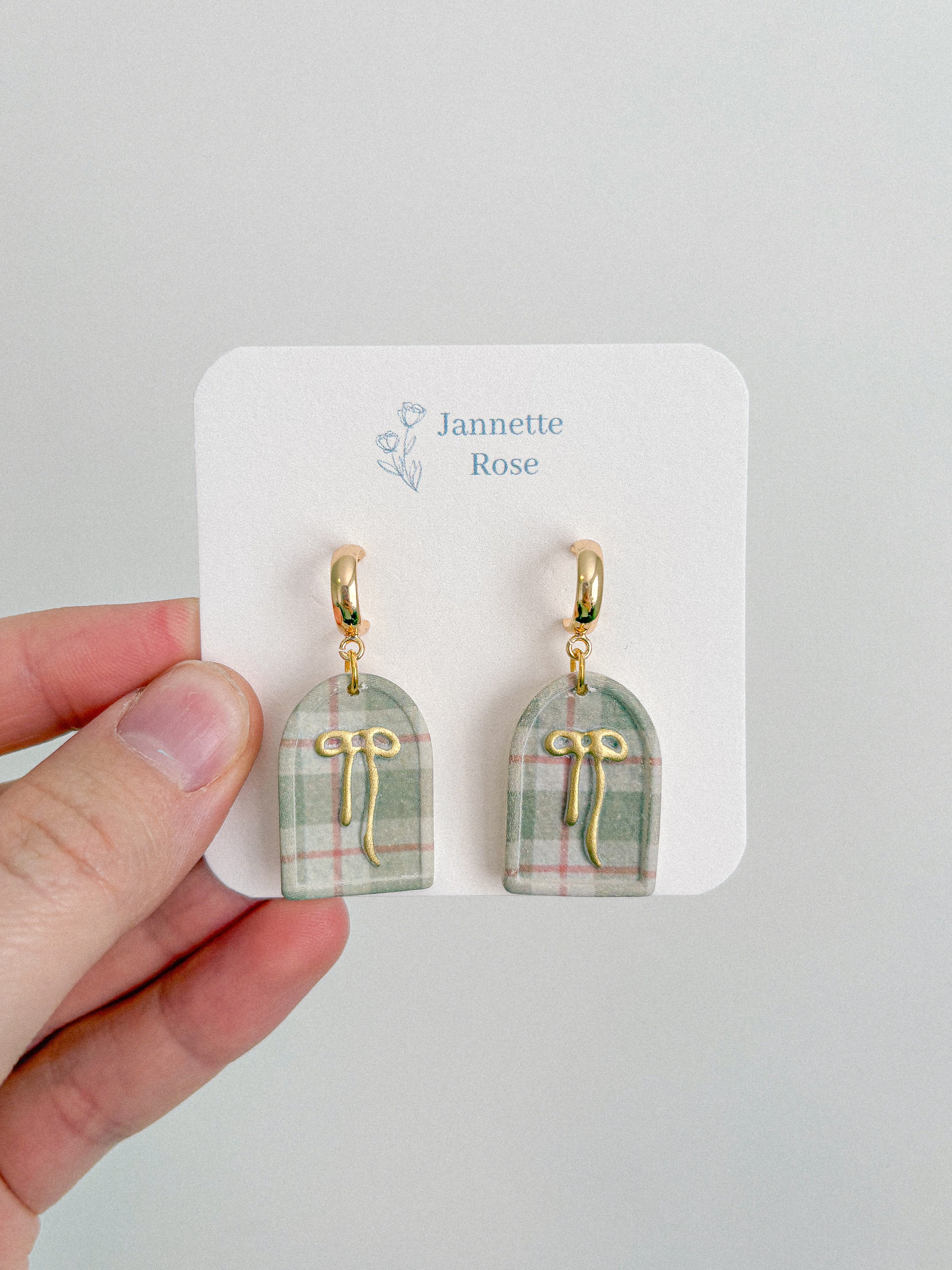Plaid Bow Frame Earrings