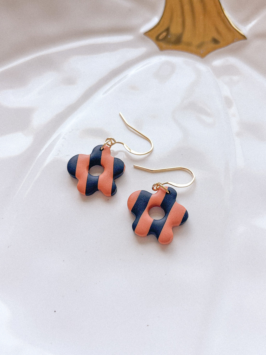 Spooky Striped Flower Earrings