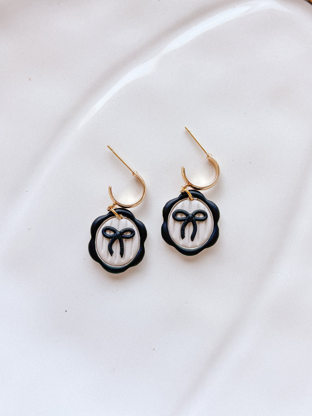 Black Bow Frame Earrings