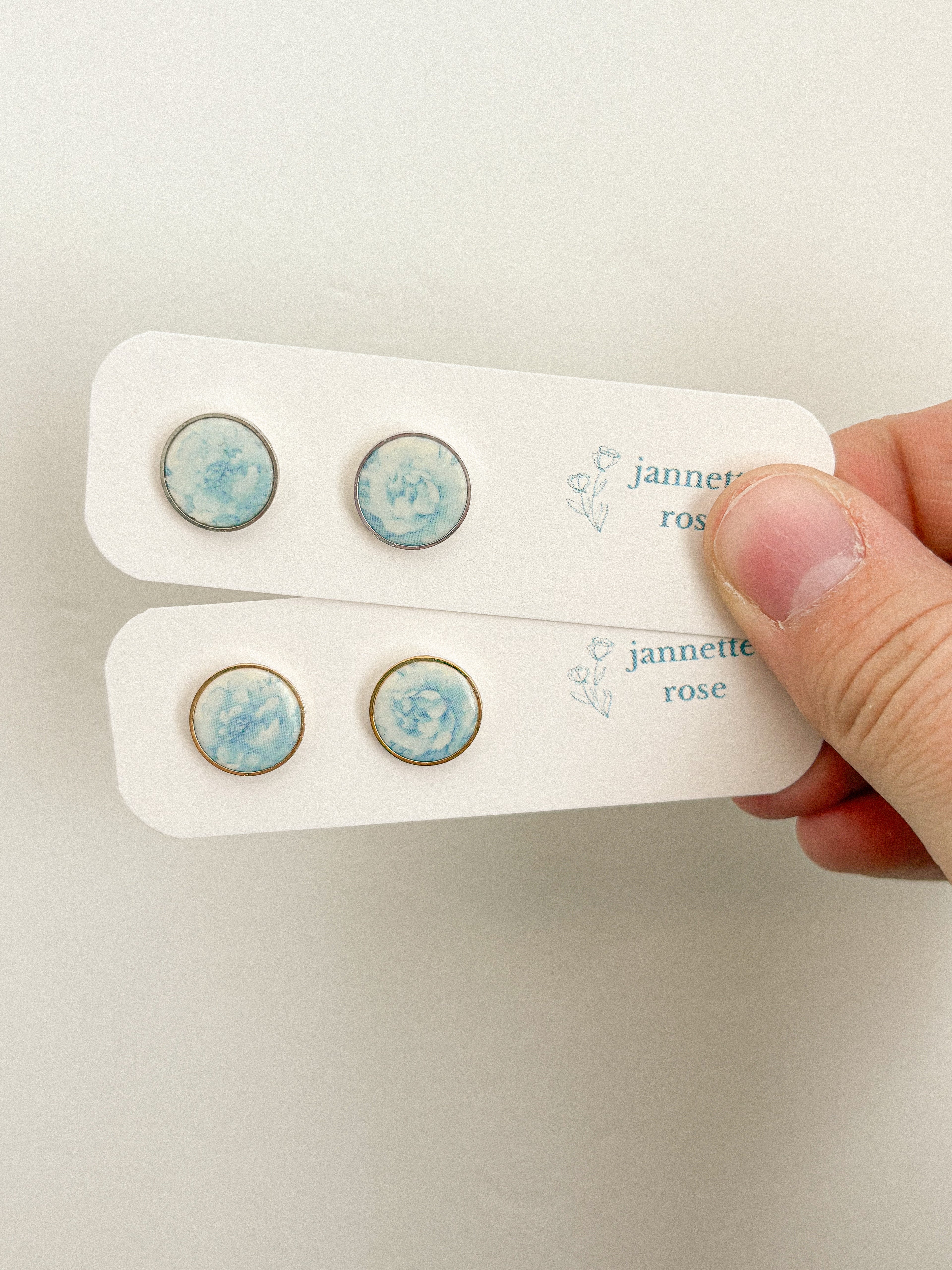 Blue Floral Stud Earrings