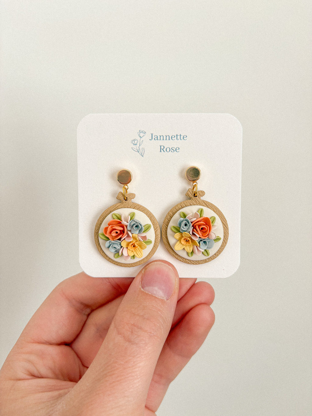 Floral Embroidery Earrings