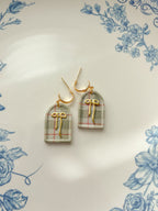 Plaid Bow Frame Earrings