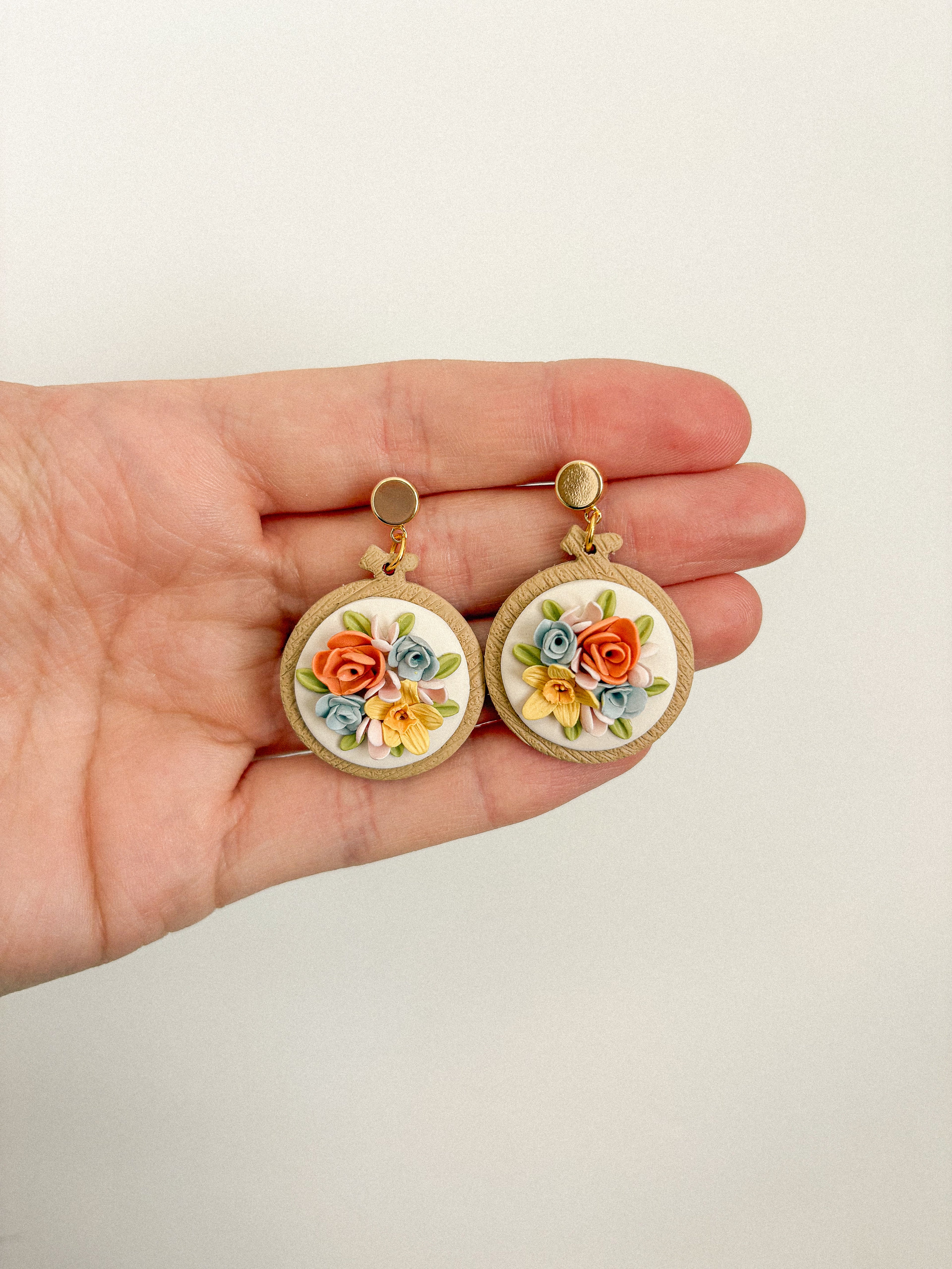 Floral Embroidery Earrings