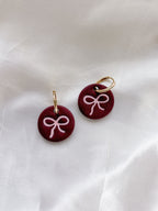 Burgundy Bow Pendant Earrings