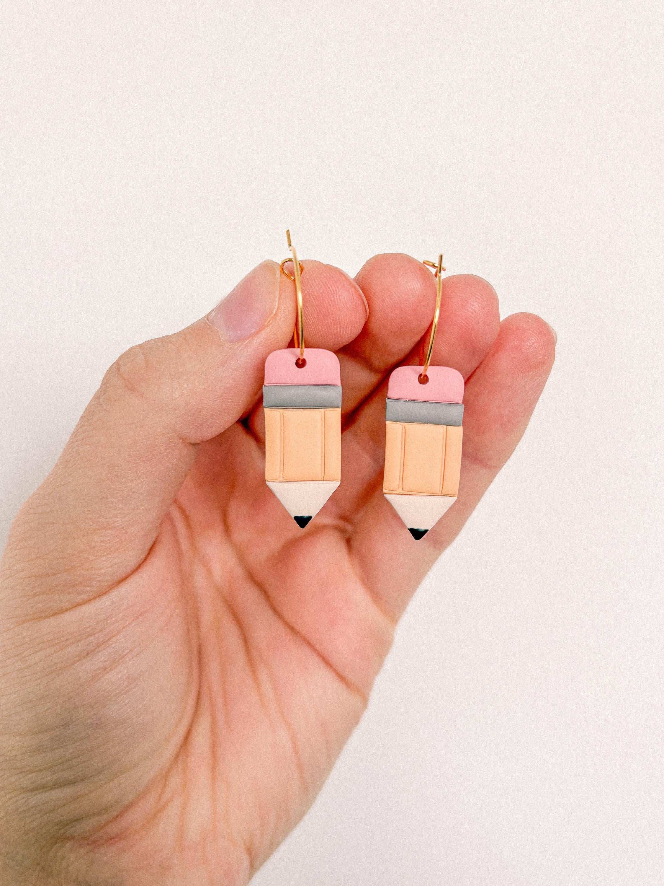 Pencil Hoop Earrings