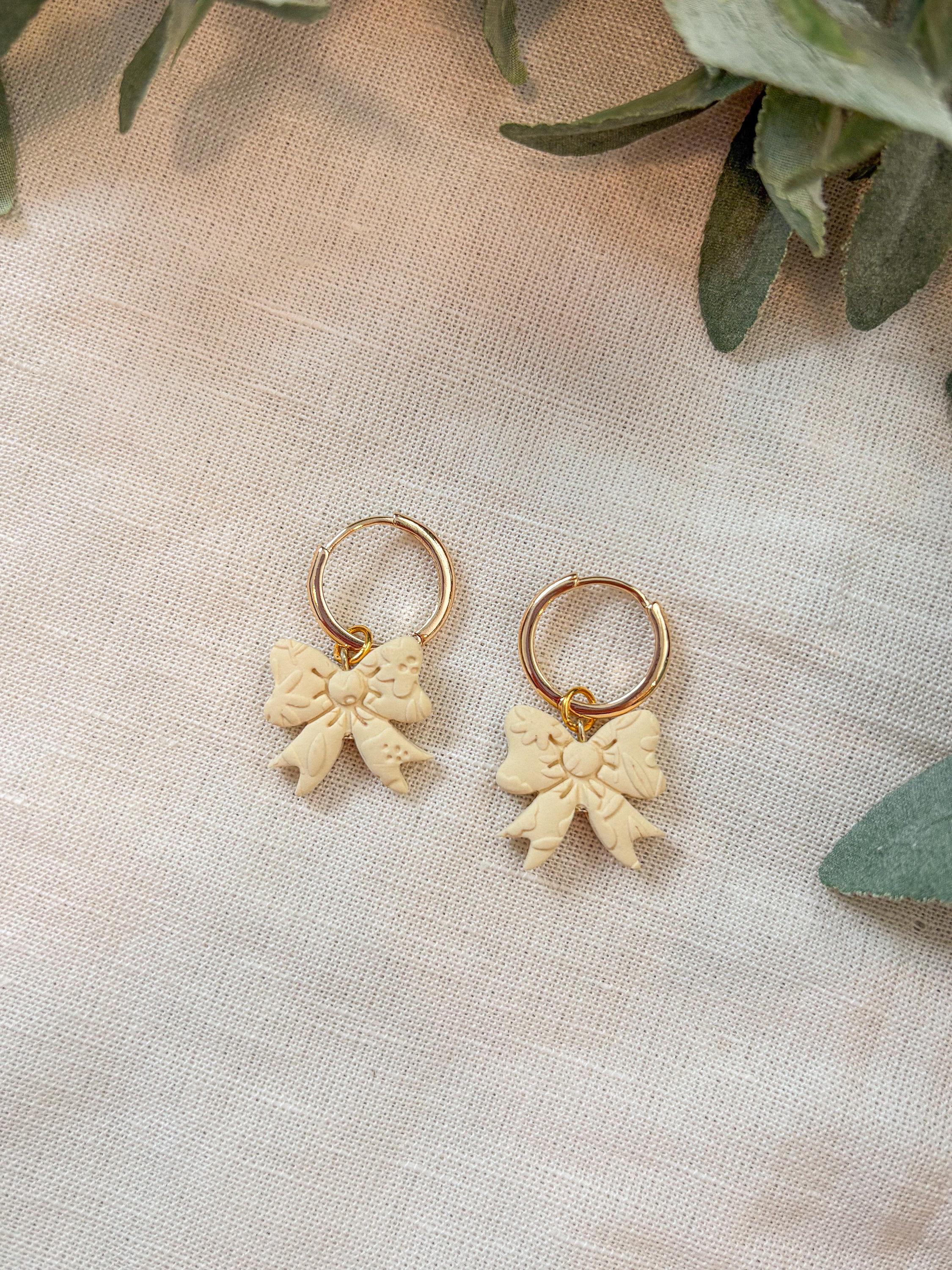 Bow Charm Hoop Earrings
