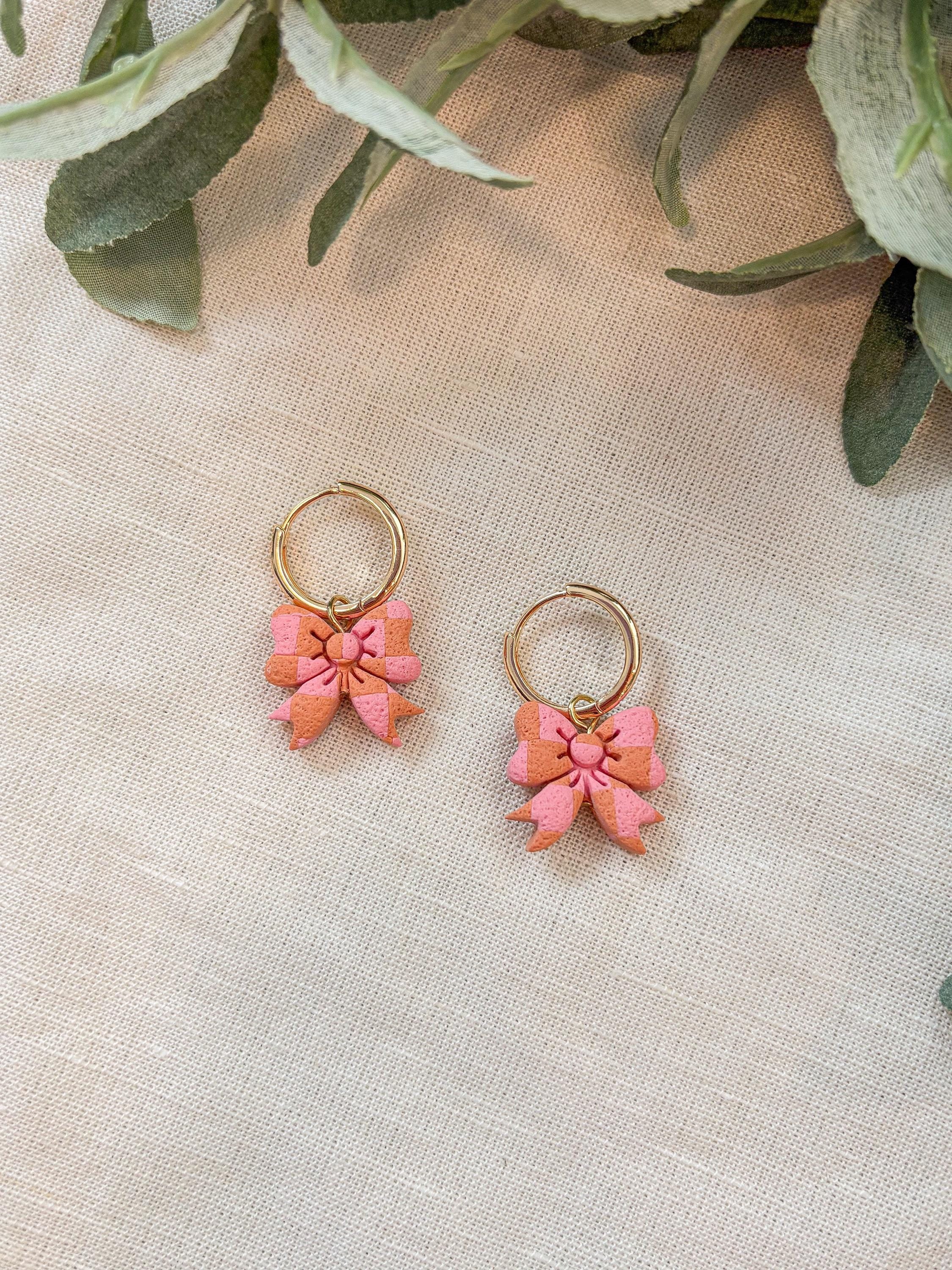 Bow Charm Hoop Earrings