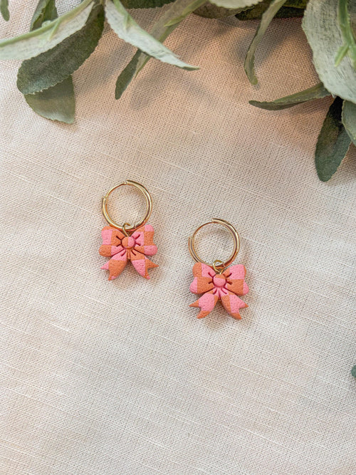 Bow Charm Hoop Earrings