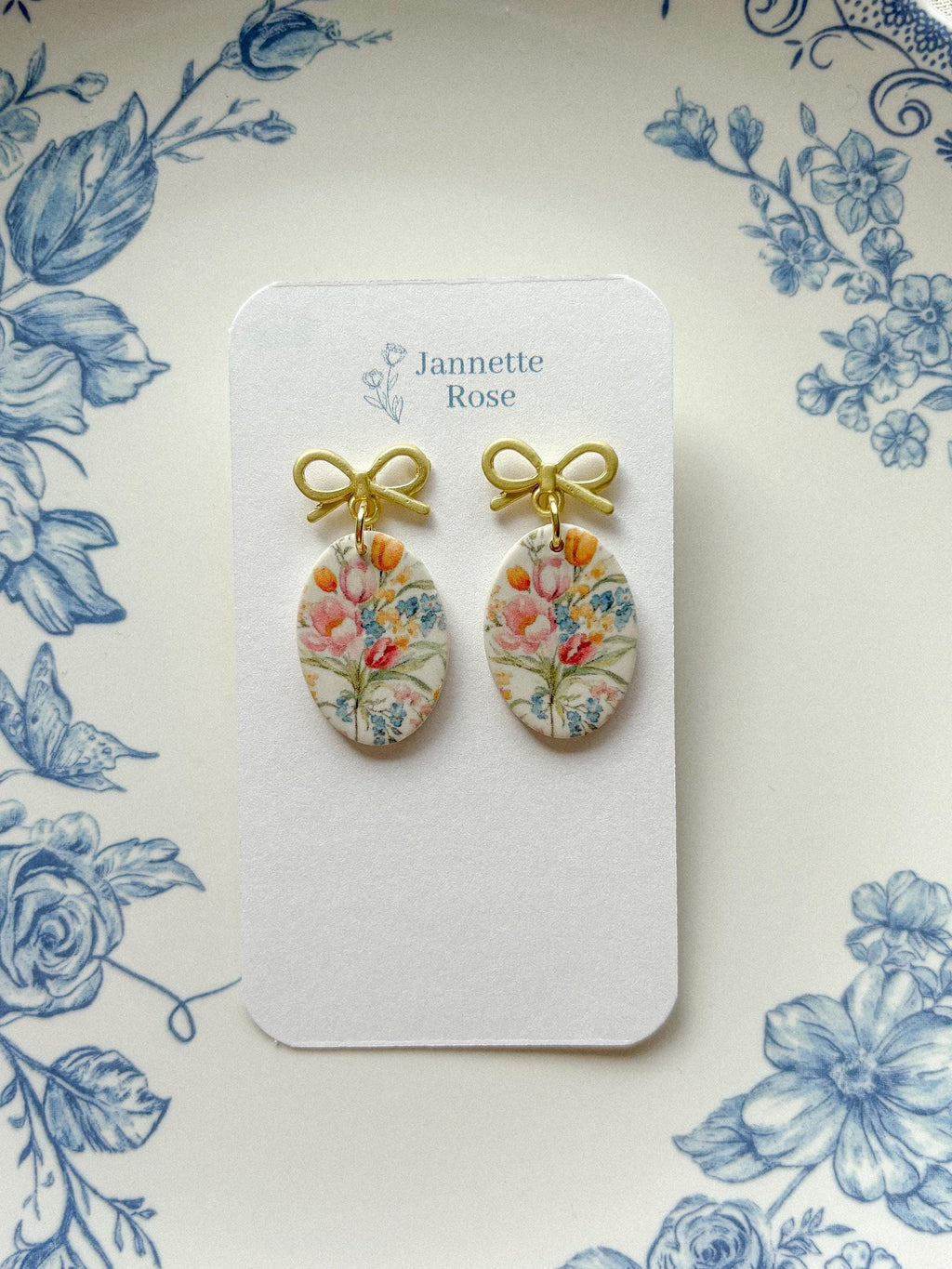 Oval and Bow Earrings