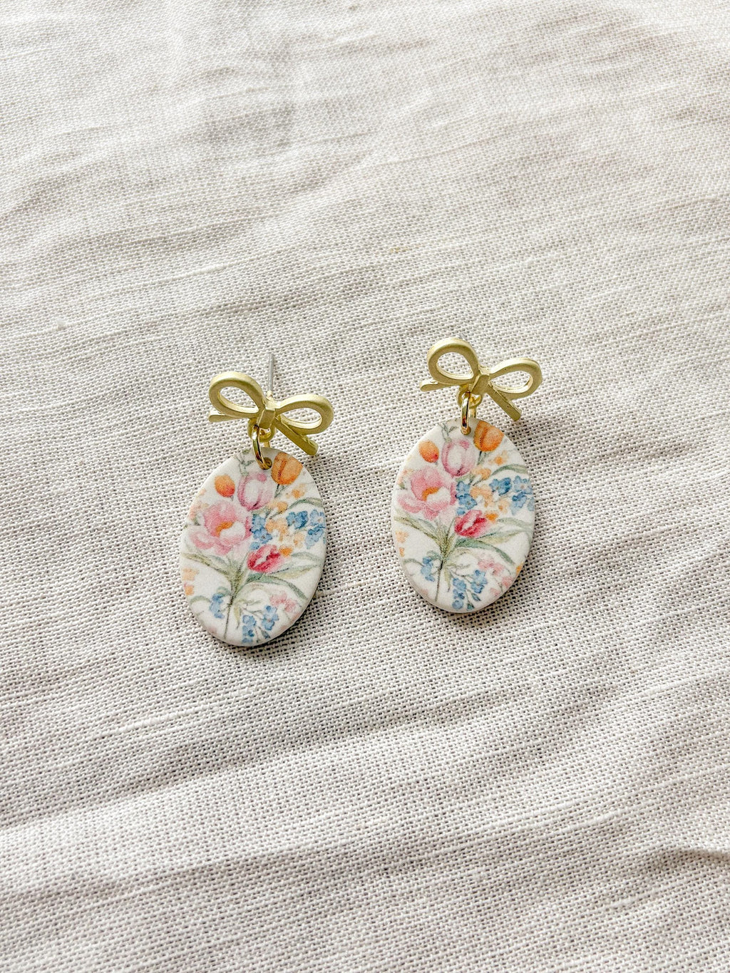 Oval and Bow Earrings