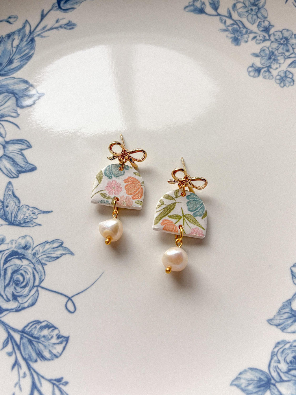 Bow + Pearl Dangle Earrings
