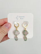 Plaid Diamond and Oval Earrings