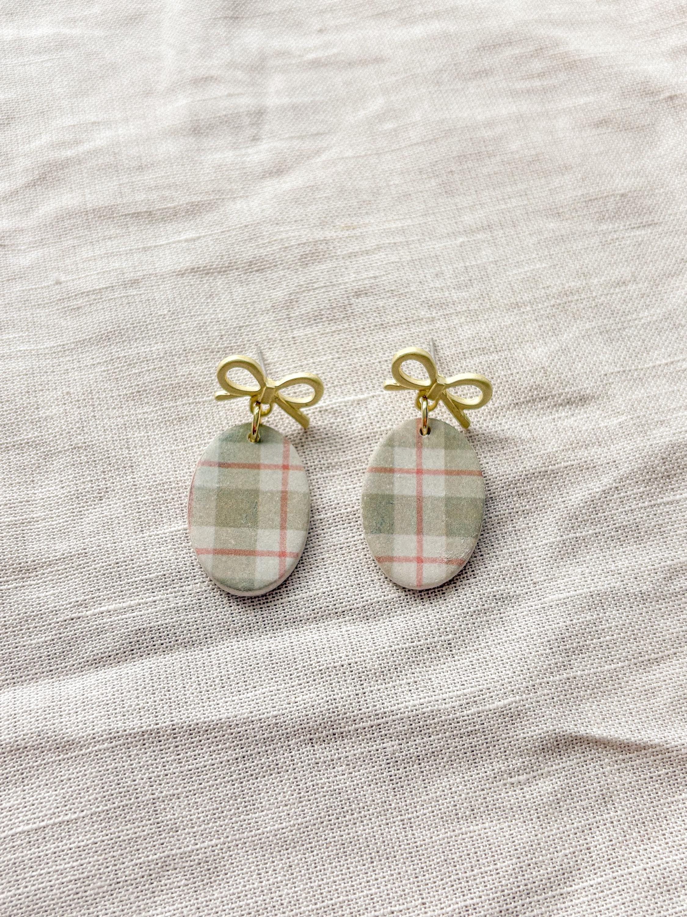 Oval and Bow Earrings