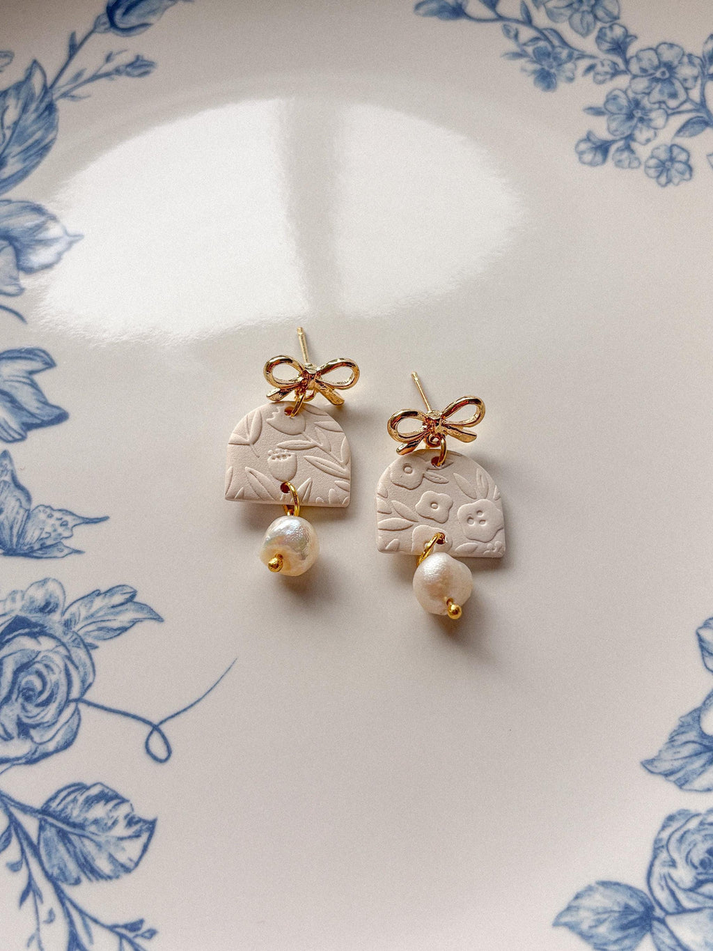 Bow + Pearl Dangle Earrings