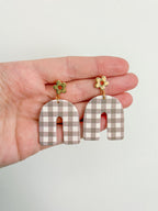 Brown Checker Arch Earrings