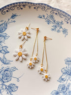 Long Daisy Dangle Earrings